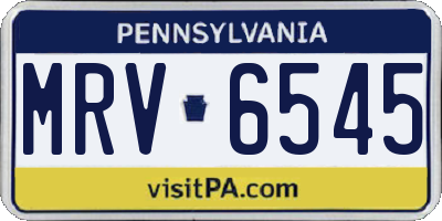 PA license plate MRV6545