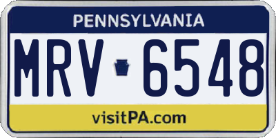 PA license plate MRV6548