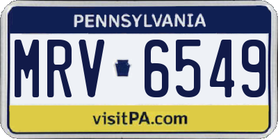 PA license plate MRV6549