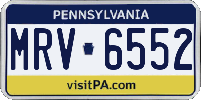 PA license plate MRV6552