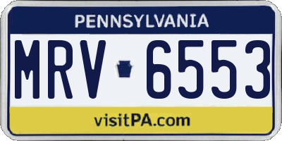 PA license plate MRV6553