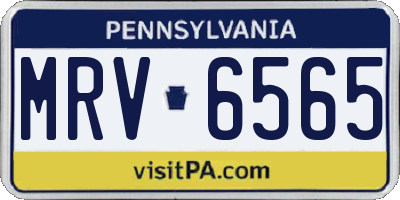 PA license plate MRV6565