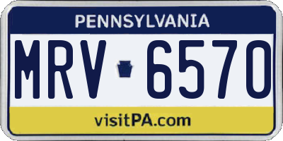 PA license plate MRV6570