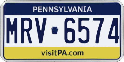 PA license plate MRV6574