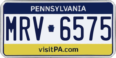 PA license plate MRV6575