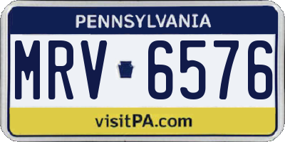 PA license plate MRV6576