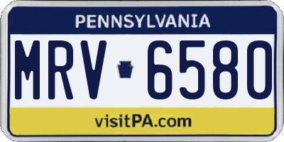 PA license plate MRV6580