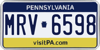 PA license plate MRV6598