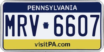 PA license plate MRV6607