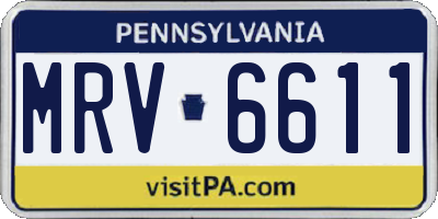 PA license plate MRV6611