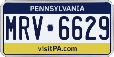 PA license plate MRV6629