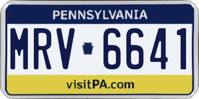PA license plate MRV6641
