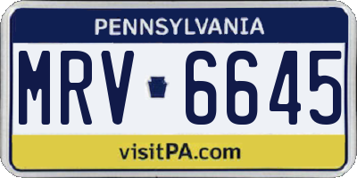 PA license plate MRV6645