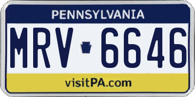 PA license plate MRV6646