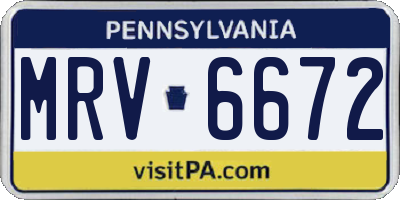 PA license plate MRV6672