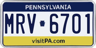 PA license plate MRV6701
