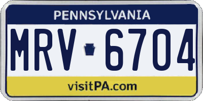 PA license plate MRV6704