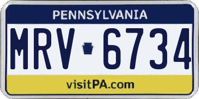 PA license plate MRV6734