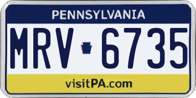 PA license plate MRV6735