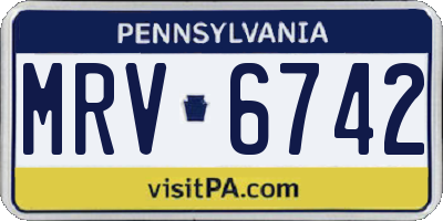 PA license plate MRV6742