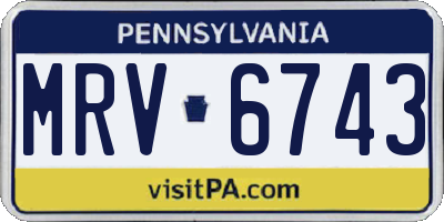 PA license plate MRV6743
