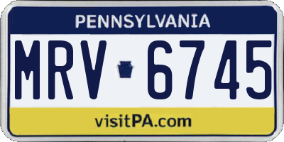 PA license plate MRV6745