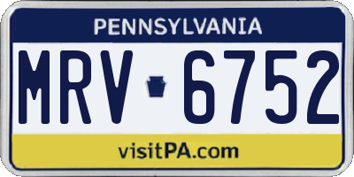 PA license plate MRV6752