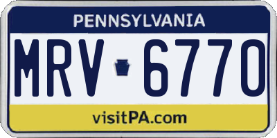 PA license plate MRV6770