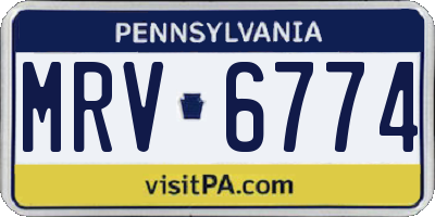 PA license plate MRV6774