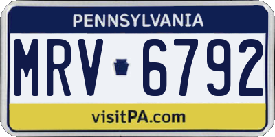 PA license plate MRV6792