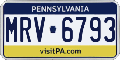 PA license plate MRV6793