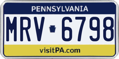 PA license plate MRV6798