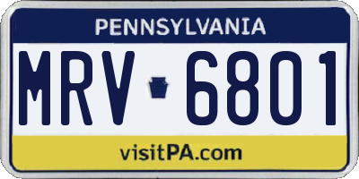 PA license plate MRV6801