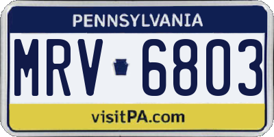 PA license plate MRV6803