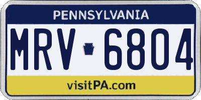 PA license plate MRV6804