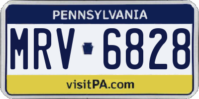 PA license plate MRV6828
