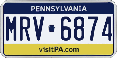 PA license plate MRV6874