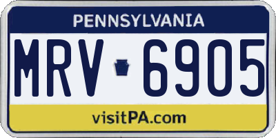 PA license plate MRV6905