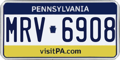 PA license plate MRV6908