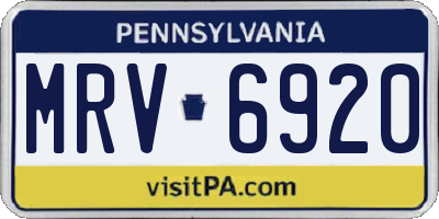 PA license plate MRV6920