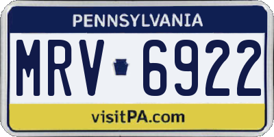 PA license plate MRV6922
