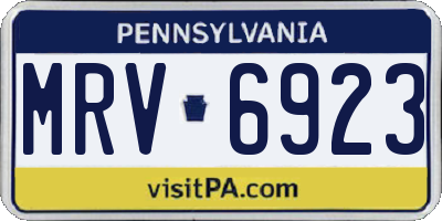 PA license plate MRV6923