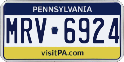 PA license plate MRV6924