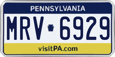 PA license plate MRV6929