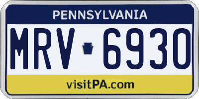 PA license plate MRV6930
