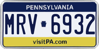PA license plate MRV6932