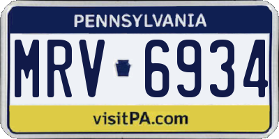 PA license plate MRV6934