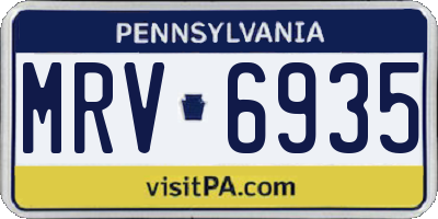 PA license plate MRV6935