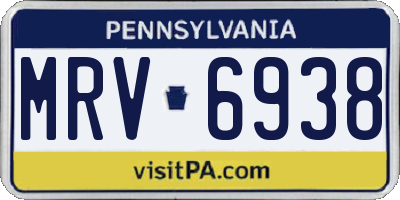 PA license plate MRV6938