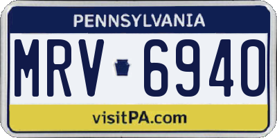 PA license plate MRV6940